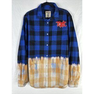 MOODRING Toxic Flannel Shirt Mens Size XL Blue Plaid Long Sleeve Button Up